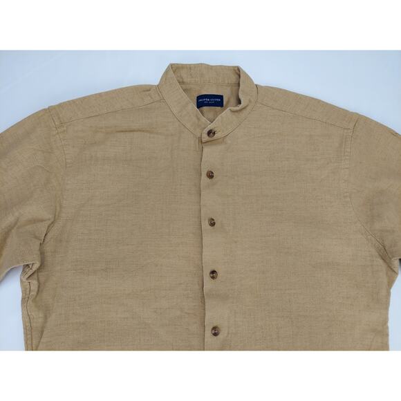 Men's Tan Casual Button Down Shirt - Picture 9 of 12